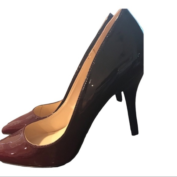 Nine West burgundy Ombre glossy Patent Leather stiletto pump heels Size 10‎ new - Picture 7 of 12